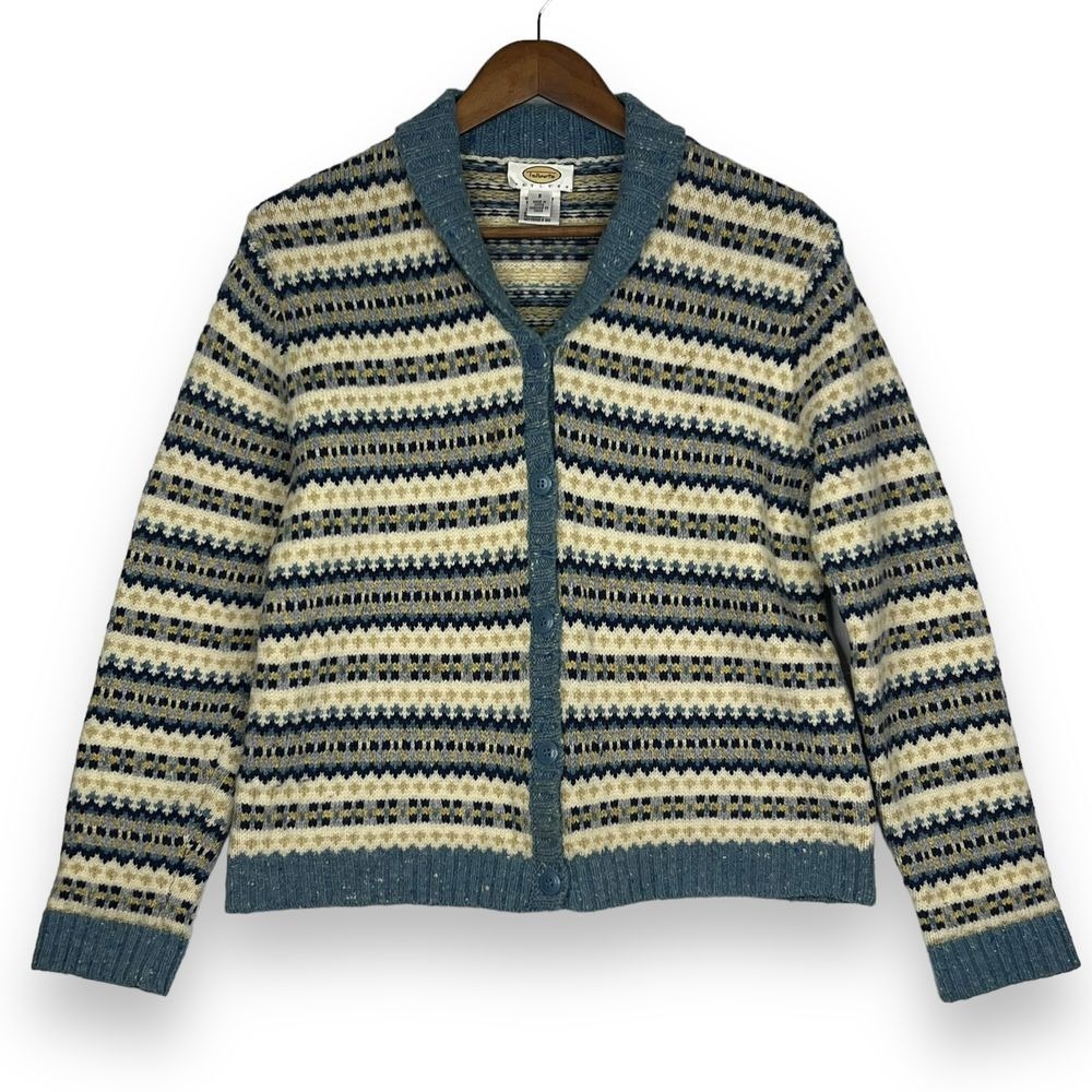 Talbots S Petites Sweater Wool Cashmere Silk Shawl Button Up‎ Cardigan Fair Isle
